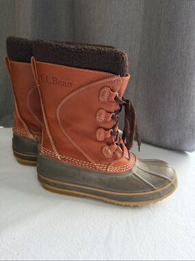 L.L.Bean Suede Lace-Up Duck Snow Boots Felt Lined Women Size 8